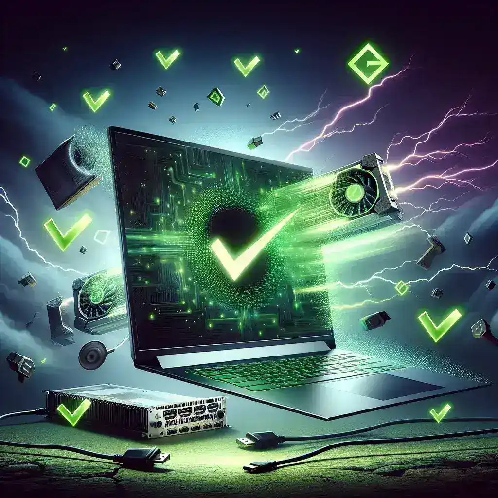 "Imagen de un portátil de gaming de alto rendimiento mostrando su diseño elegante y su potente GPU, simbolizando la necesidad de eficiencia y potencia en los PC gaming portátiles."